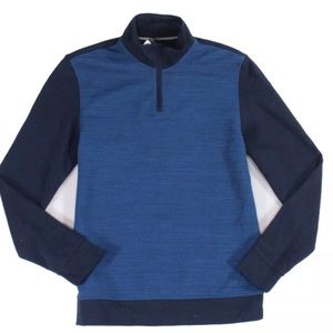 Alfani Mens Sweater Blue Zip Textured Front Pullove